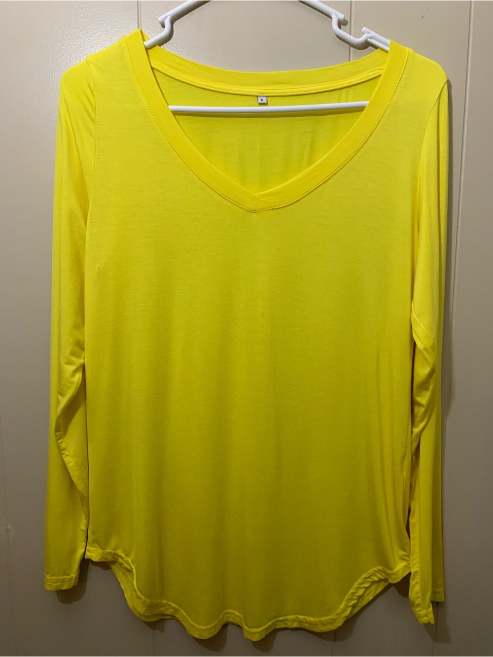 Women’s Small Bright Yellow V-Neck Long Sleeve Top